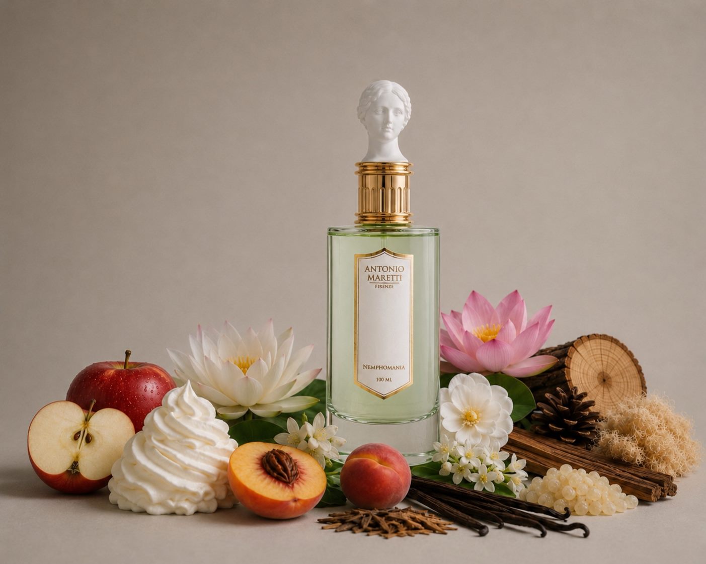 Nymphomania fragrance with fruit, cream, and flowers
