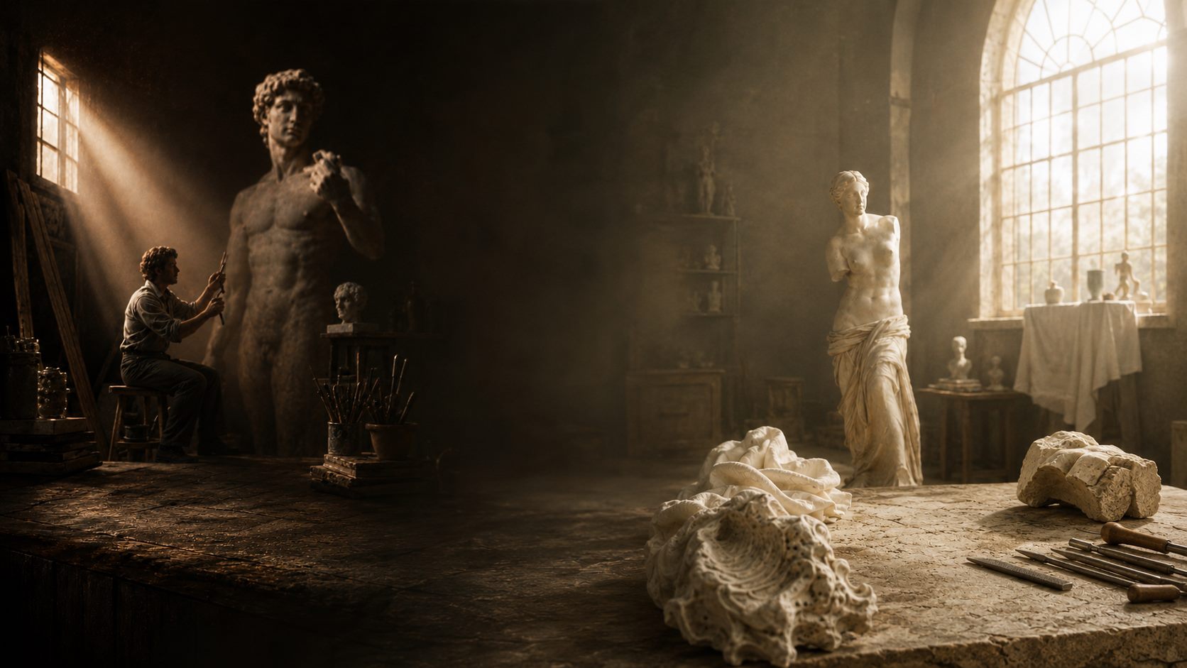 AM sculpture atelier with classical statues