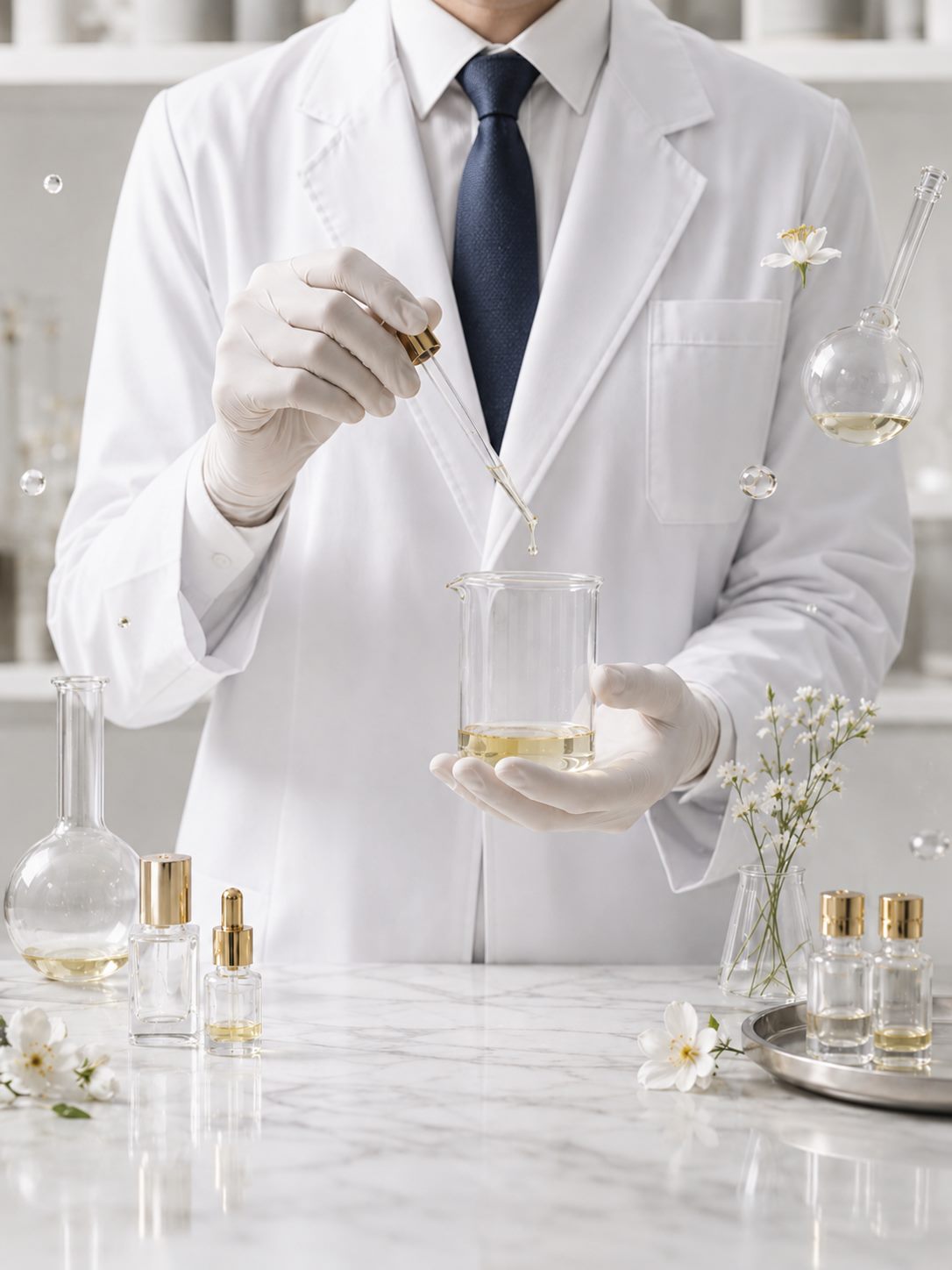AM perfume with a dark David bust in a sculpture atelier